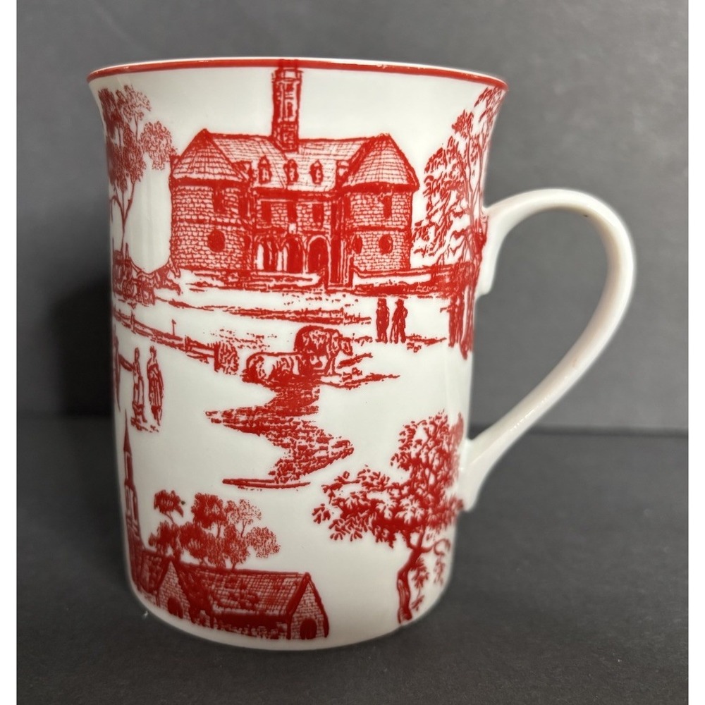 Colonial Williamsburg Coffee Mug Townscape Toile Red 10 oz